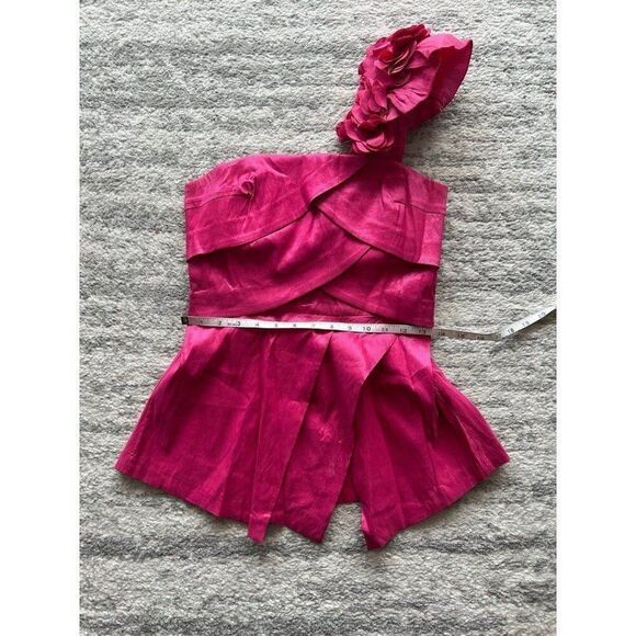 Betsey Johnson Inspired Retro Vintage Fun Rebel Glam Chic Pink One Shoulder Top - Picture 10 of 12